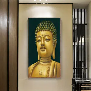 Popular Design Buddhism Hand-painted High Quality Decor Buddha Head Oil Painting On Canvas Home Decoration