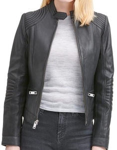 Chaqueta de cuero para mujer, abrigo de moda de otoño e invierno de cuero de oveja, ropa de fábrica, ropa de mujer, poliéster personalizado - Product Image 2