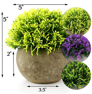 Mini Artificial Topiary <span class=keywords><strong>arbustos</strong></span> de flores y plantas en la ronda Grey maceta acuerdo Decoración - Product Image 5