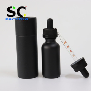 Meilleure vente 30ml bouteille <span class=keywords><strong>cosmétique</strong></span> givrée <span class=keywords><strong>noire</strong></span> bouteille d'huile essentielle avec pipette de mesure et emballage de tube de papier - Product Image 2