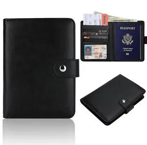 Personalizado cuero cubierta-cartera pasaporte-viaje cartera RFID cuero pasaporte caso titular de la cartera