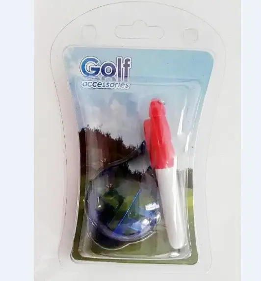 Оптом дешевый пластиковый зеленый мяч для гольфа вкладыш маркер для рисования с ручкой подарочный набор