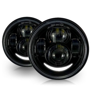 Para Harley motocicleta para Dyna para gordo <span class=keywords><strong>Bob</strong></span> <span class=keywords><strong>Motor</strong></span> estilo faros 4,5 pulgadas de cruce y luz DRL Halo ojos de Ángel - Product Image 5