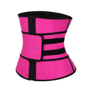 Phụ Nữ Thở Đôi Điều Chỉnh Workout Eo Huấn Luyện Viên Corset Trimmer Belt Dây Kéo 7 Thép Boned Latex Eo Huấn Luyện Viên