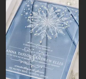 Newest Transparent clear acrylic invitation cards with snowflake