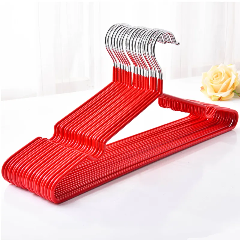 YC wet dry pvc coated hangers for clothes red cheap hanger non-slip suit hanger