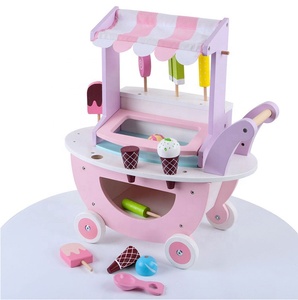 Mini juego de hielo de madera tienda de helados camión empujar helado tienda Carro de juguete - Product Image 2