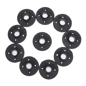 3/4" Black Metal Pipe floor Flange for DIY Plumbing Furniture Floor Mount Shelf