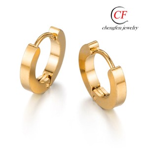 Eleganti orecchini in acciaio inossidabile orecchini classici a doppia faccia con faccia curva a cerchio piccolo - Product Image 5