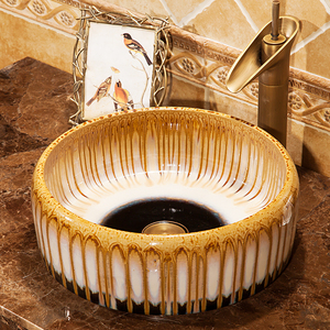 Cina <span class=keywords><strong>Hand</strong></span> Maded Warna Mengkilap Porselen Kamar Mandi Wastafel Meja Keramik Cuci Tangan <span class=keywords><strong>Basin</strong></span> - Product Image 3