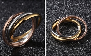 Classical Three <strong>Rings</strong> 2018 New Fashion Stainless Steel 14k Dichromatic Gold High Polish Rolling <strong>Split</strong> <strong>Ring</strong> for Men&amp;women - Product Image 4