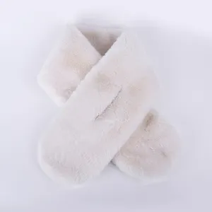 中国工場販売ロング毛皮のスカーフ白カラーネッカチーフ