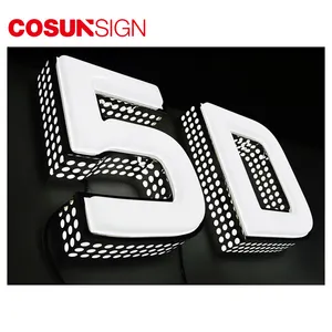 Luminous 3D Grande Inglês Alfabeto de Acrílico Transparente de Plástico de Alumínio Letra De Isopor
