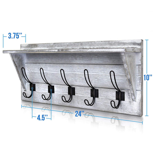 Estante de Entrada de Estilo Antiguo con Diseño Desmontable para Montar en la Pared, Perchero Rústico con Ganchos para Almacenamiento - Product Image 3