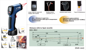 CEM DT-8855 2 Trong 1 Kỹ Thuật Số Nhiệt Kế Hồng Ngoại Với Không Dây Giao Diện USB Nhiệt Kế Công Nghiệp - Product Image 3