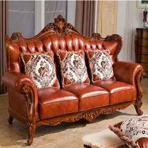 New classic marrone chiaro in pelle salotto mobili divano - Product Image 1