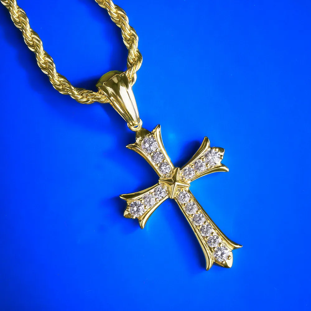 KRKC & CO — pendentif croisé en diamant pour hommes et femmes, bijoux avec pendentif en forme de croix, pavé, style Hip Hop, vente en gros