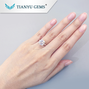 3ct incoloro DEF blanco cojín corte moissanite boda Anillos de Compromiso de 14 K 18 K joyas de oro blanco para mujer - Product Image 5