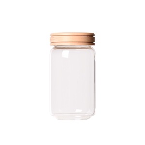 Clear Glass Canister Snack Sugar Treat Tea Storage <strong>Jar</strong> Wooden Lid Kitchen Decor Storage <strong>Spaghetti</strong> <strong>Jar</strong> - Product Image 2