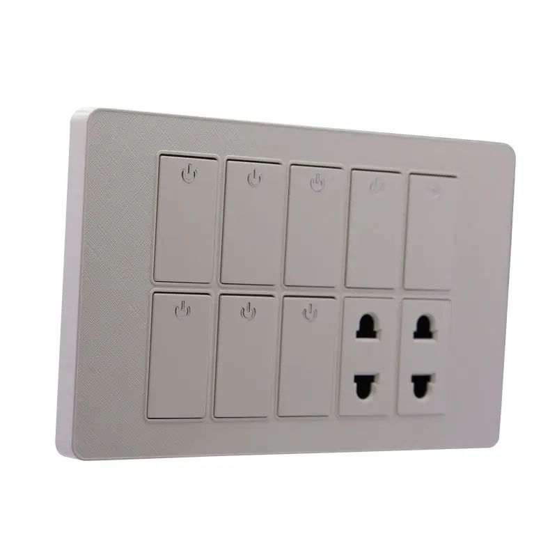 White plate 8+2 pakistan type electrical wall switch socket