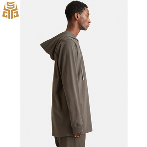 Hombre blanco No bolsillo logotipo personalizadogris de gran tamaño de lazo llano con capucha Sudadera con capucha hip hop - Product Image 3