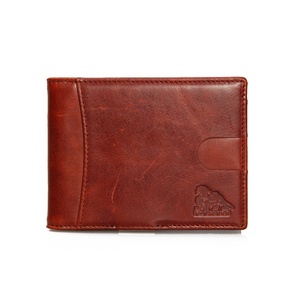 <span class=keywords><strong>Portafoglio</strong></span> da <span class=keywords><strong>Uomo</strong></span> Personalizzato, Protezione RFID, in Pelle Pieno Fiore Marrone Cerata, con Tasca con <span class=keywords><strong>Cerniera</strong></span>, Portamonete Corto, OEM/ODM - Product Image 2
