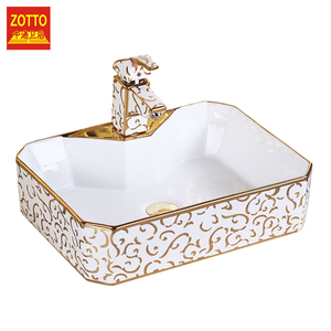 De Oro de alta calidad Chapado en Cuenca de cerámica de porcelana sanitaria restaurante arte habitación lavabo se hunde - Product Image 1