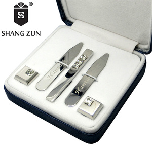 Collar de plata Refuerzos Tie Clip Gemelos de Alta Calidad Tie Pin CuffLinks Conjunto Collar <span class=keywords><strong>Estancias</strong></span> Hombres Joyería Regalos - Product Image 4