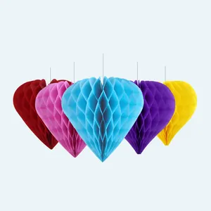 Colourful Hanging Honeycomb Tissue Paper Garland Wedding Valentine's Heart Decorations