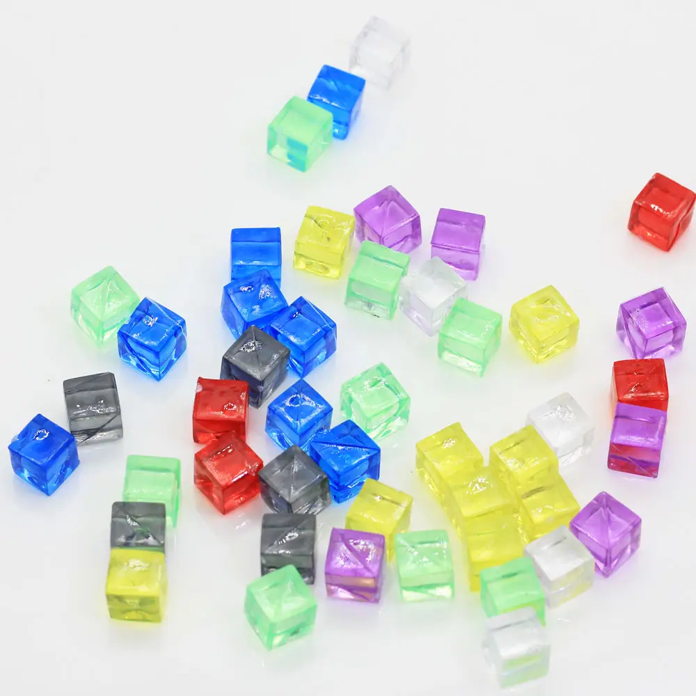 Grosir 8MM Plastik Akrilik Cube Manik-manik Persegi Transparan Manik-manik Longgar Pengatur Jarak Manik-manik Perhiasan Membuat Supplier