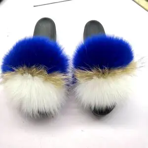 2021 The New fox fur raccoon feather women's shoes sandals