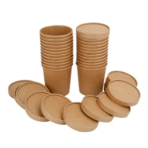 Kraftpapier Soepcontainer Weg Te Nemen Soep Noodle Containers Kraft Levert Soep Beker Papier Voedselcontainers Food Paper Bowl