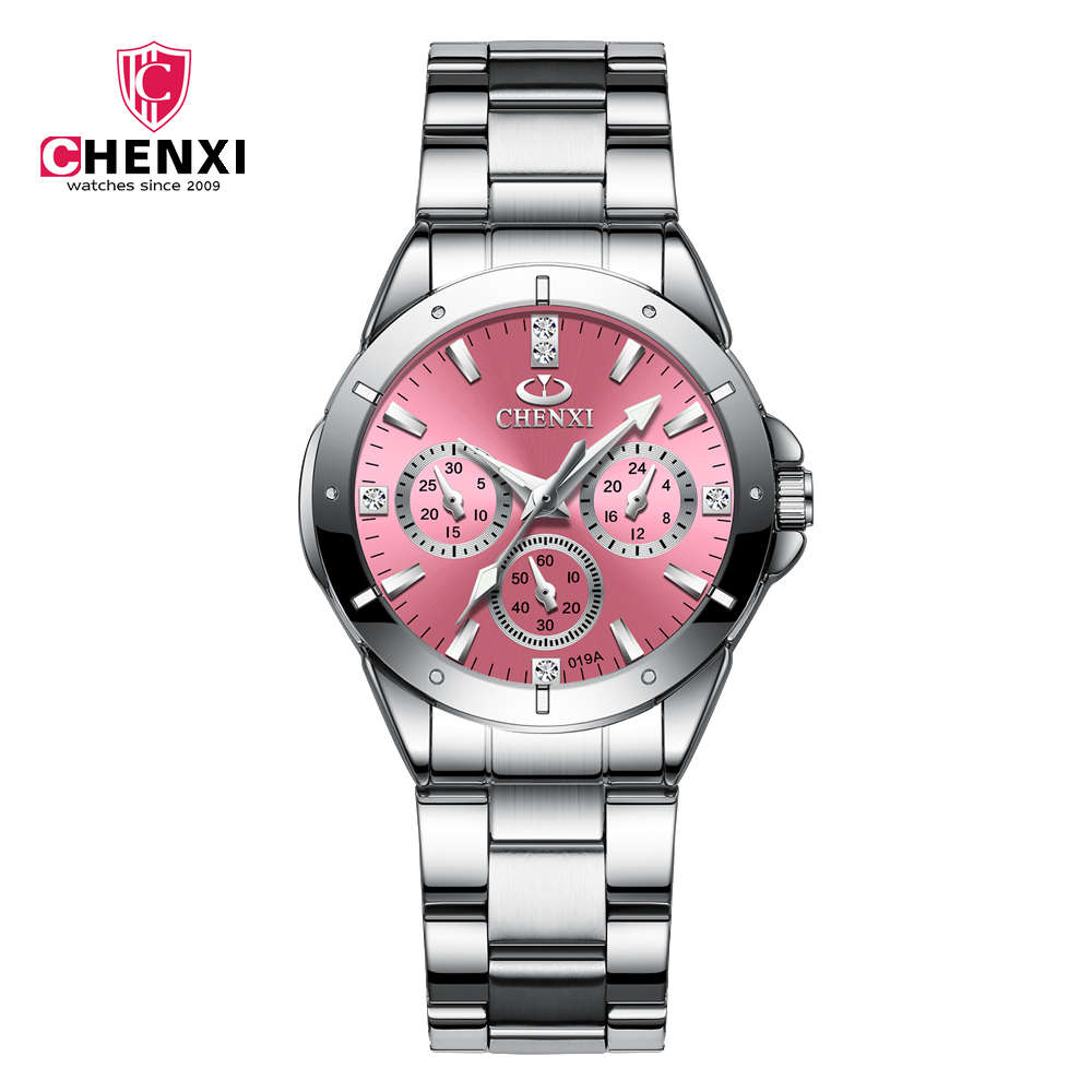 Chenxi 019A Belle Nouvelle Conception De Mode Filles Watchchrono Diamant En Acier Inoxydable Argent Montres-bracelets Pour Femmes