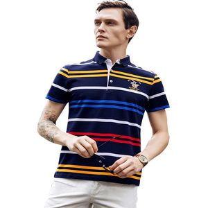 rayas de <span class=keywords><strong>marca</strong></span> de los hombres de negocios de camisas de polo 95% algodón 5% spandex de China fábrica OEM ODM venta al por mayor - Product Image 1