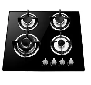 60センチメートル4 Burner Built黒強化ガラス安全装置Gas Cooktop