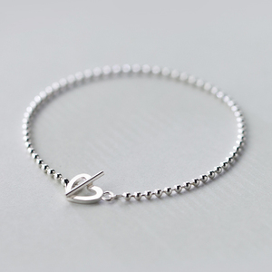 925 Sterling Silver <strong>Beaded</strong> <strong>Bracelet</strong> Heart Charm <strong>Bracelets</strong> for Women Wholesale 2019 - Product Image 1