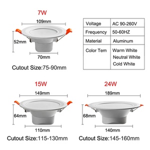 90-265V SMD CCT Retrofit luz 7W 15W 24W RecessedSMD abajo luz led 15w para casa Hotel - Product Image 5