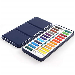 Ensemble de peinture <span class=keywords><strong>aquarelle</strong></span> 24 couleurs Ensemble de peinture <span class=keywords><strong>aquarelle</strong></span> solide avec pinceau Boîte en métal - Product Image 1