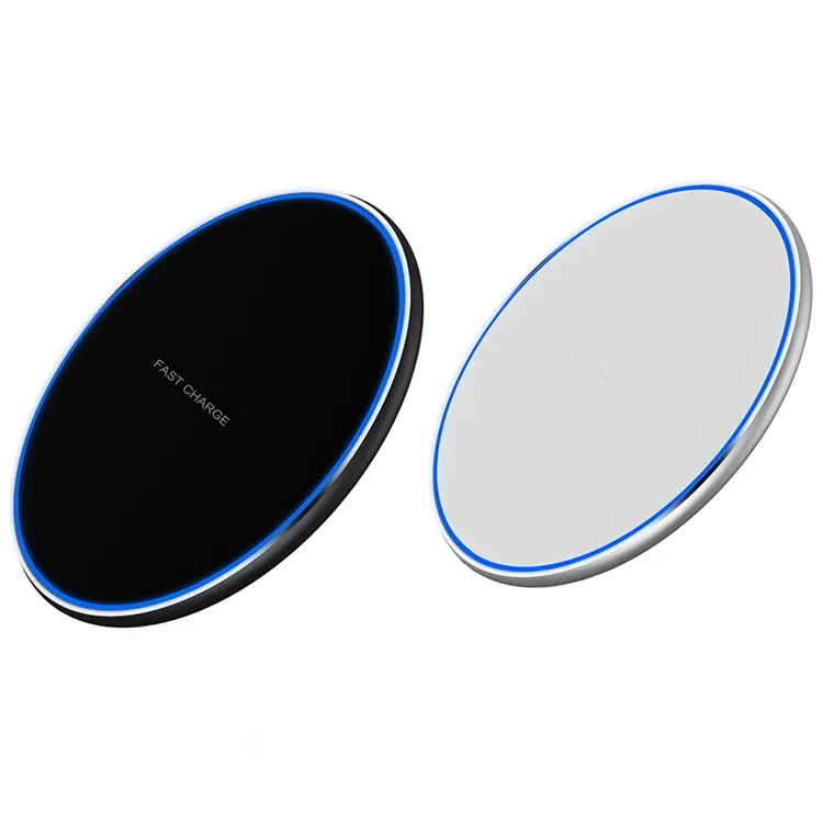 High quality slim round design portable LED light 15W fast PD Qi wireless charger pad