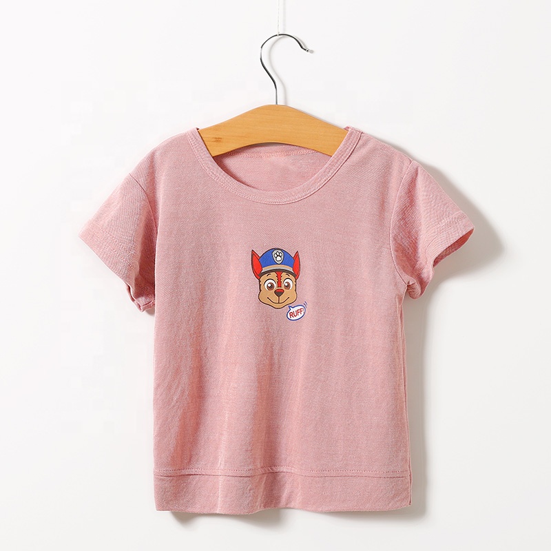 Оптовая продажа, летняя футболка для малышей, повседневная детская футболка с коротким рукавом и круглым вырезом для новорожденных