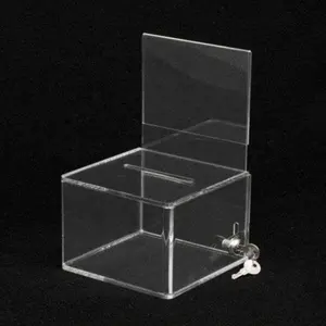 Wholesale Clear Acrylic Donation/Charity/Ballot Boxes with Lock