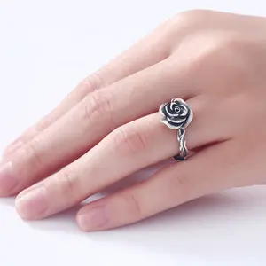 Top Kwaliteit Groothandel Sieraden 925 Sterling silver rose flower liefde ring