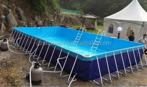 Piscina Inflable Grande para Exteriores, Piscina Cuadrada Rectangular <span class=keywords><strong>con</strong></span> Marco de Acero Metálico para Niños, Juegos Acuáticos, Tobogán de Obstáculos - Product Image 3