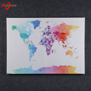 Color de la impresión Digital <span class=keywords><strong>mundo</strong></span> mapa <span class=keywords><strong>del</strong></span> <span class=keywords><strong>mundo</strong></span> de la lona arte de la pared de la lona, pintura - Product Image 1