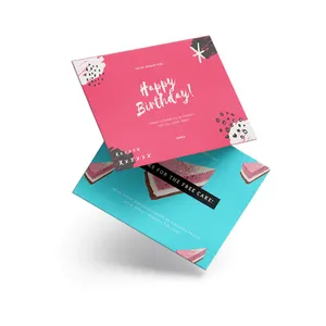 Tarjetas de papel de negocios coloridas personalizadas, tarjeta de felicitación de feliz cumpleaños personalizada, tarjetas de agradecimiento personalizables