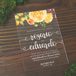 Carte de <span class=keywords><strong>mariage</strong></span> en acrylique transparent avec motif Floral, impression multicolore - Product Image 2