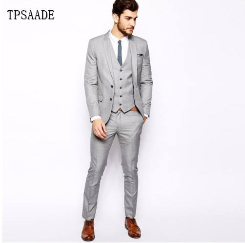 Grey Latest Three Piece Coat Pant Design Gray Male Piece Coat Pant