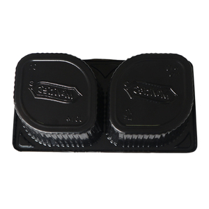 Bán buôn giá tốt hai ngăn dùng một lần hình chữ nhật màu đen nhựa PET Cookie Snack Bánh khay bao bì container - Product Image 3