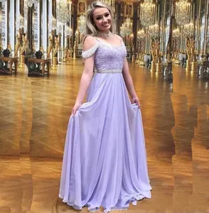 Lavendel Pakistanischen Schwere Perlen Großhandel Chiffon Teen Prom Kleider