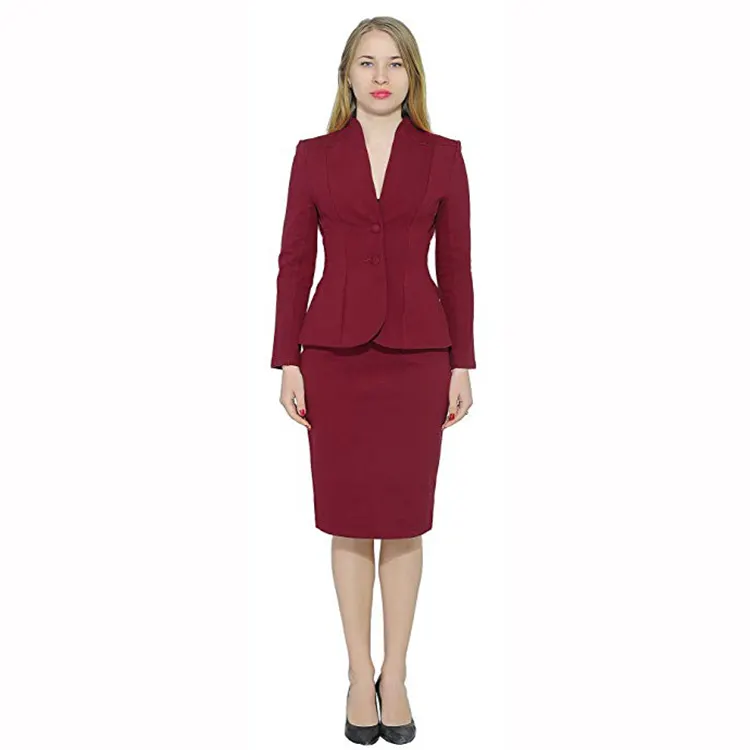 Cheap Wholesale Custom-build new design spring autumn women business red skirt suit